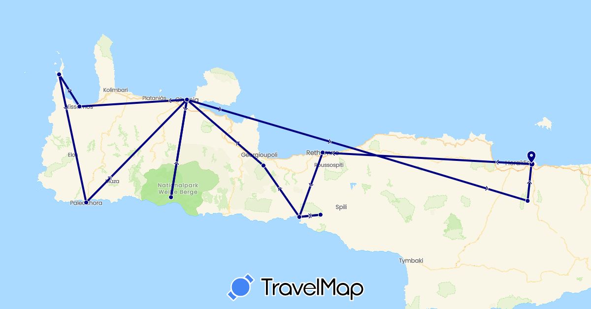 TravelMap itinerary: driving in Greece (Europe)